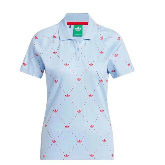 $90 NWT Women's Small adidas Originals Printed Trefoil Golf Polo Blue - Picture 6 of 6